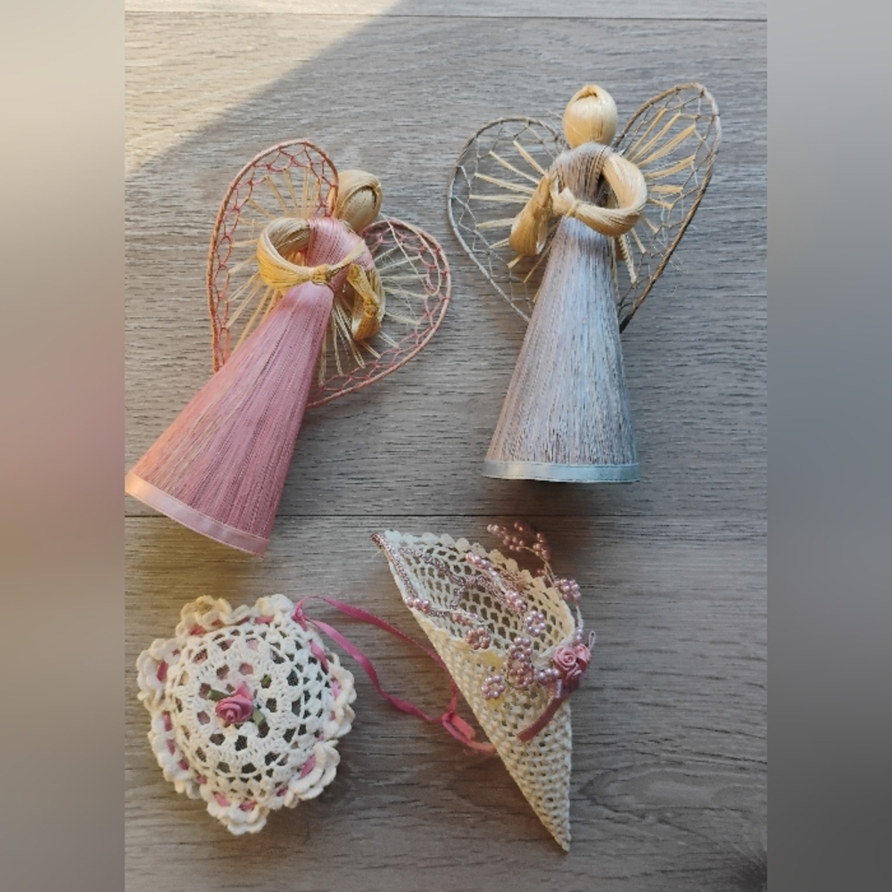 Vintage Corn Husks Angels & Dollies Ornaments Christmas Tree